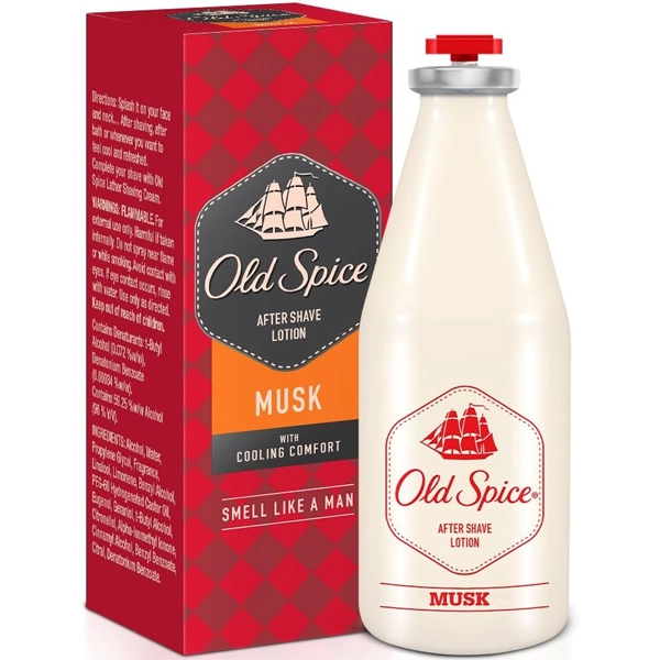 افتر شیو اولد اسپایس اورجینال مدل مشک لوسیون خنک کننده مردانه شیری نارنجی 150 میل | Old Spice After Shave Lotion Musk With Cooling Comfort 150ml